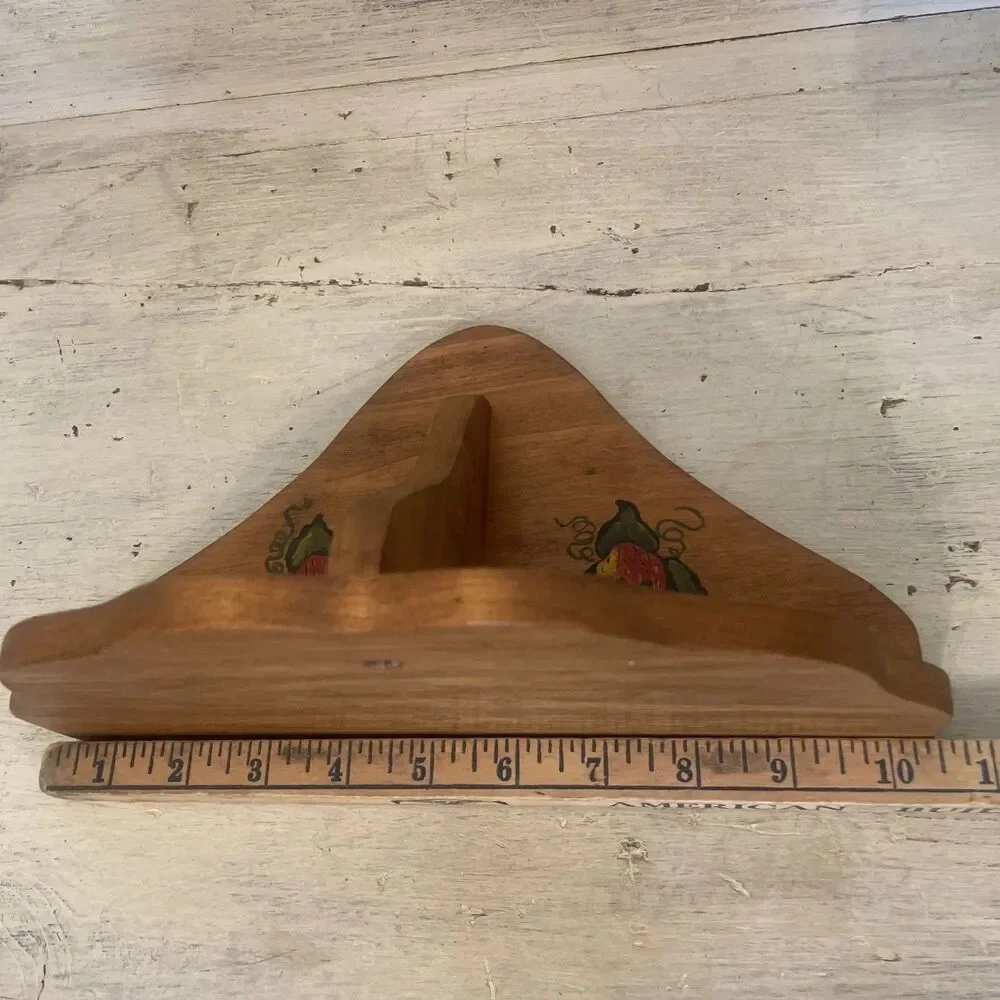 Handmade Wood Wall Shelf w/ Painted Red Strawberries 10” Country Cottage Core